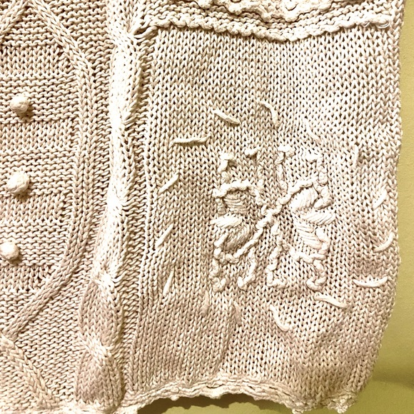 Vintage cotton / ramie sweater Aran style sweater - Picture 3 of 11